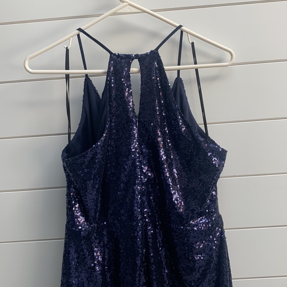 Lulu’s Navy Sequined Cocktail Dress Large Holiday Party New Years Eve - Picture 4 of 7